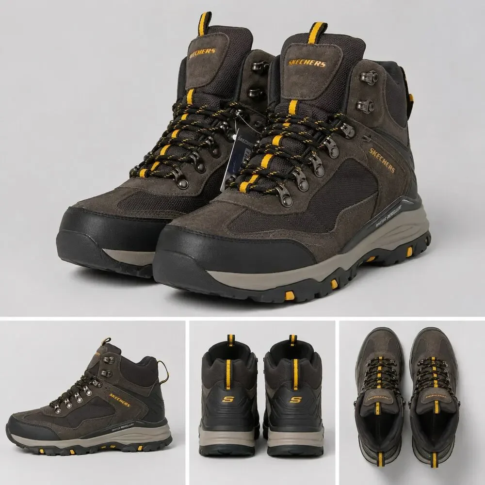 Skechers 65672 Mens 9.5 Hiking Boots Memory Foam Water Repellent New NWT